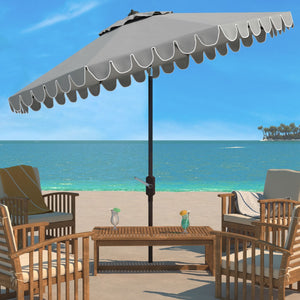 Safavieh VENICE 11FT Round Crank Patio Umbrella - Elegant Shade Solution for Outdoor Spaces & Lounges Grey PAT8110B