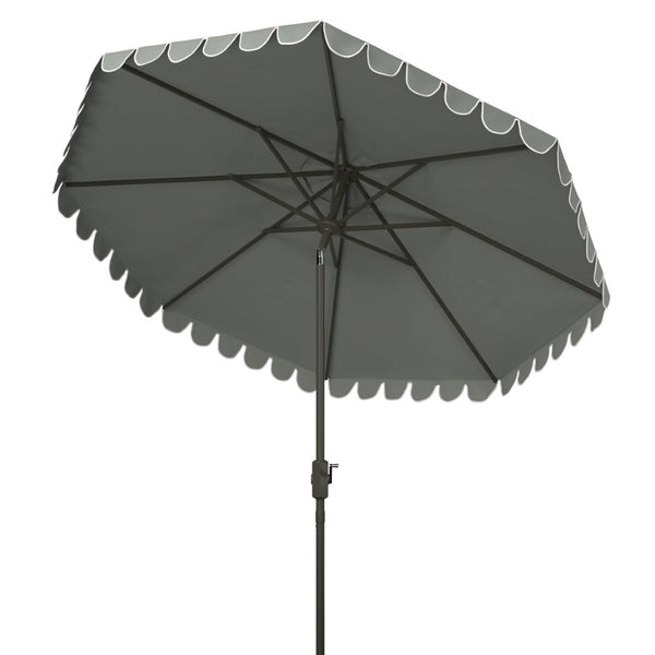 Safavieh VENICE 11FT Round Crank Patio Umbrella - Elegant Shade Solution for Outdoor Spaces & Lounges Grey PAT8110B