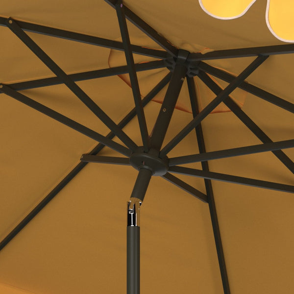 Safavieh VENICE 11FT Round Crank Patio Umbrella - Elegant Shade Solution for Outdoor Spaces & Lounges Yellow PAT8110D