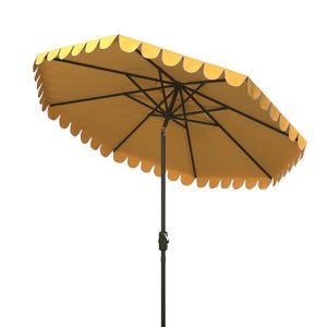 Safavieh VENICE 11FT Round Crank Patio Umbrella - Elegant Shade Solution for Outdoor Spaces & Lounges Yellow PAT8110D