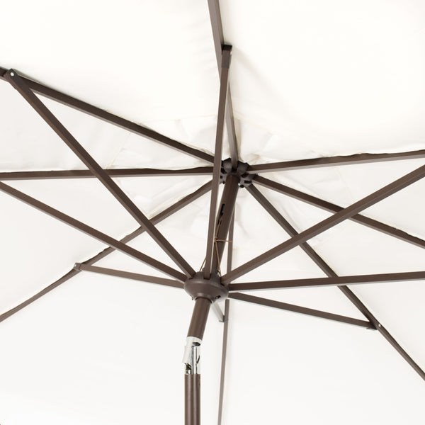 Safavieh VENICE 11FT Round Crank Patio Umbrella - Elegant Shade Solution for Outdoor Spaces & Lounges Ivory / Black PAT8110E