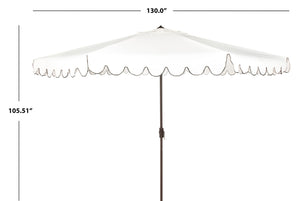 Safavieh VENICE 11FT Round Crank Patio Umbrella - Elegant Shade Solution for Outdoor Spaces & Lounges Ivory / Black PAT8110E
