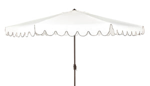 Safavieh VENICE 11FT Round Crank Patio Umbrella - Elegant Shade Solution for Outdoor Spaces & Lounges Ivory / Black PAT8110E