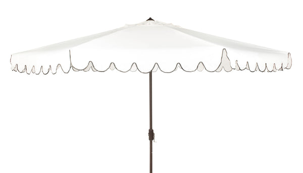 Safavieh VENICE 11FT Round Crank Patio Umbrella - Elegant Shade Solution for Outdoor Spaces & Lounges Ivory / Black PAT8110E