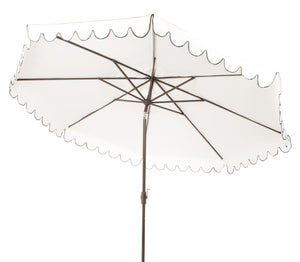 Safavieh VENICE 11FT Round Crank Patio Umbrella - Elegant Shade Solution for Outdoor Spaces & Lounges Ivory / Black PAT8110E