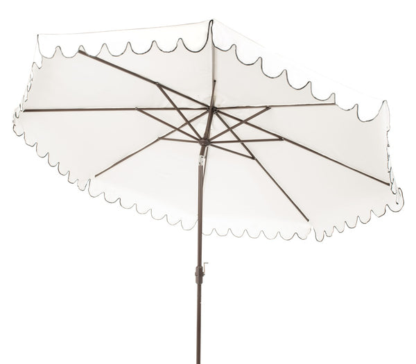 Safavieh VENICE 11FT Round Crank Patio Umbrella - Elegant Shade Solution for Outdoor Spaces & Lounges Ivory / Black PAT8110E