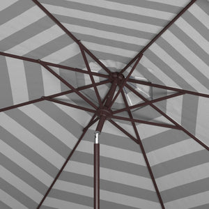 Safavieh VIENNA 11ft Auto Tilt Umbrella - Chic Scallop-Stripe Design for Elegant Outdoor Shade Solutions Black / White PAT8111D