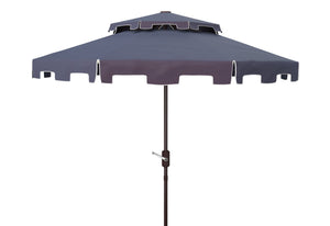 Safavieh ZIMMERMAN 9FT Double Top Market Umbrella - Elegant Outdoor Shade for Patios & Verandas Navy / White PAT8200A