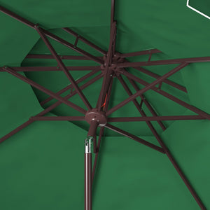 Safavieh ZIMMERMAN 9FT Double Top Market Umbrella - Elegant Outdoor Shade for Patios & Verandas Dark Green PAT8200B