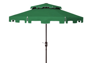 Safavieh ZIMMERMAN 9FT Double Top Market Umbrella - Elegant Outdoor Shade for Patios & Verandas Dark Green PAT8200B