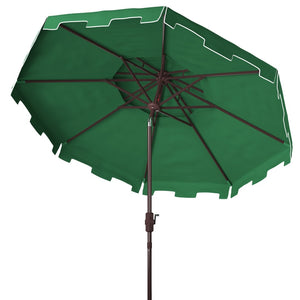 Safavieh ZIMMERMAN 9FT Double Top Market Umbrella - Elegant Outdoor Shade for Patios & Verandas Dark Green PAT8200B