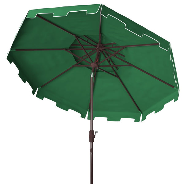 Safavieh ZIMMERMAN 9FT Double Top Market Umbrella - Elegant Outdoor Shade for Patios & Verandas Dark Green PAT8200B