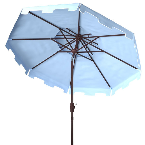 Safavieh ZIMMERMAN 9FT Double Top Market Umbrella - Elegant Outdoor Shade for Patios & Verandas Baby Blue / White PAT8200D