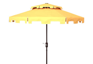 Safavieh ZIMMERMAN 9FT Double Top Market Umbrella - Elegant Outdoor Shade for Patios & Verandas Yellow / White PAT8200F