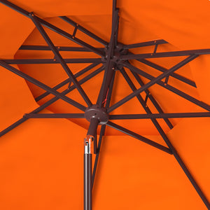 Safavieh ZIMMERMAN 9FT Double Top Market Umbrella - Elegant Outdoor Shade for Patios & Verandas Orange / White PAT8200G