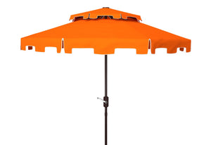 Safavieh ZIMMERMAN 9FT Double Top Market Umbrella - Elegant Outdoor Shade for Patios & Verandas Orange / White PAT8200G