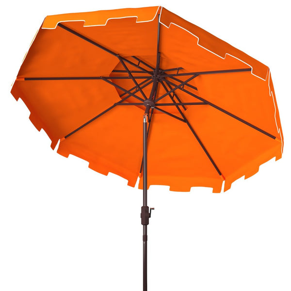 Safavieh ZIMMERMAN 9FT Double Top Market Umbrella - Elegant Outdoor Shade for Patios & Verandas Orange / White PAT8200G