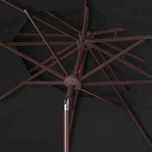 Safavieh ZIMMERMAN 9FT Double Top Market Umbrella - Elegant Outdoor Shade for Patios & Verandas Black / White PAT8200H