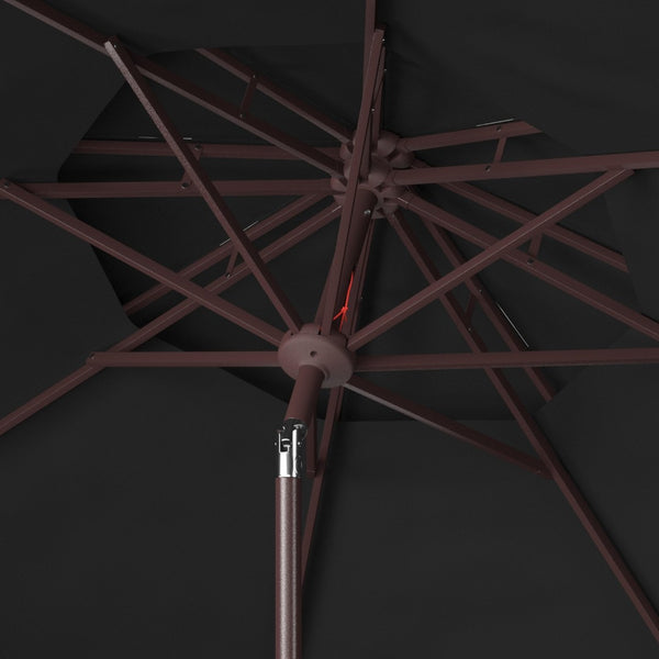 Safavieh ZIMMERMAN 9FT Double Top Market Umbrella - Elegant Outdoor Shade for Patios & Verandas Black / White PAT8200H
