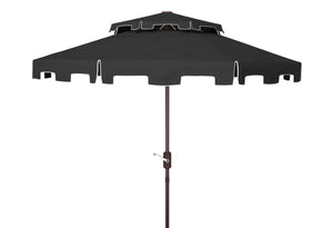 Safavieh ZIMMERMAN 9FT Double Top Market Umbrella - Elegant Outdoor Shade for Patios & Verandas Black / White PAT8200H