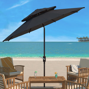 Safavieh LORENIA 9ft Double Top Market Umbrella – Elegant Outdoor Shade for Patios, Decks & Dining Spaces Navy PAT8201C