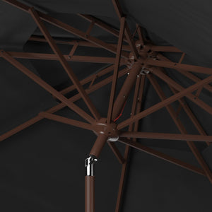 Safavieh LORENIA 9ft Double Top Market Umbrella – Elegant Outdoor Shade for Patios, Decks & Dining Spaces Black PAT8201D