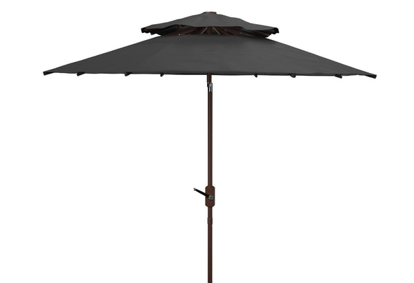 Safavieh LORENIA 9ft Double Top Market Umbrella – Elegant Outdoor Shade for Patios, Decks & Dining Spaces Black PAT8201D