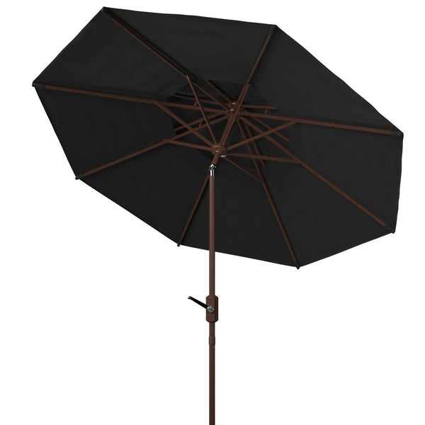 Safavieh LORENIA 9ft Double Top Market Umbrella – Elegant Outdoor Shade for Patios, Decks & Dining Spaces Black PAT8201D