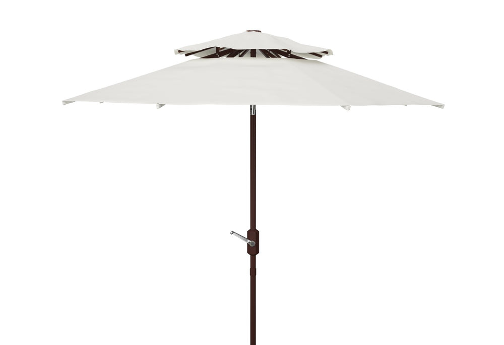 Safavieh LORENIA 9ft Double Top Market Umbrella – Elegant Outdoor Shade for Patios, Decks & Dining Spaces White PAT8201F