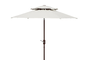 Safavieh LORENIA 9ft Double Top Market Umbrella – Elegant Outdoor Shade for Patios, Decks & Dining Spaces White PAT8201F