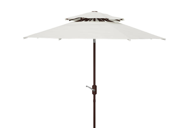 Safavieh LORENIA 9ft Double Top Market Umbrella – Elegant Outdoor Shade for Patios, Decks & Dining Spaces White PAT8201F