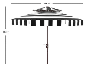 Safavieh ELSA FASHION LINE 9FT DOUBLE TOP UMBRELLA - Elegant European Design for Stylish Outdoor Spaces Black / White PAT8203A