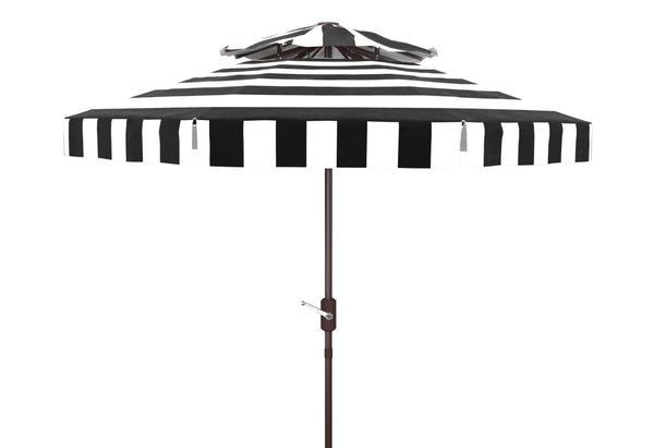 Safavieh ELSA FASHION LINE 9FT DOUBLE TOP UMBRELLA - Elegant European Design for Stylish Outdoor Spaces Black / White PAT8203A