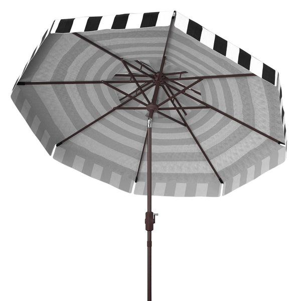 Safavieh ELSA FASHION LINE 9FT DOUBLE TOP UMBRELLA - Elegant European Design for Stylish Outdoor Spaces Black / White PAT8203A