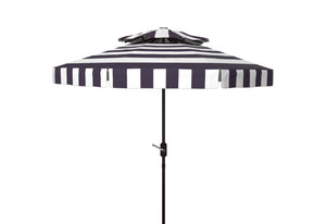 Safavieh ELSA FASHION LINE 9FT DOUBLE TOP UMBRELLA - Elegant European Design for Stylish Outdoor Spaces Navy / White PAT8203B