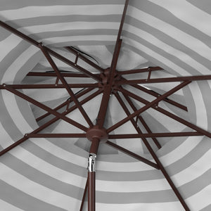 Safavieh IRIS FASHION LINE 9FT Double-Top Patio Umbrella - Chic Art Deco Stripes for Stylish Outdoor Spaces Black / White PAT8204A