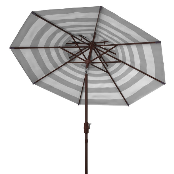 Safavieh IRIS FASHION LINE 9FT Double-Top Patio Umbrella - Chic Art Deco Stripes for Stylish Outdoor Spaces Black / White PAT8204A
