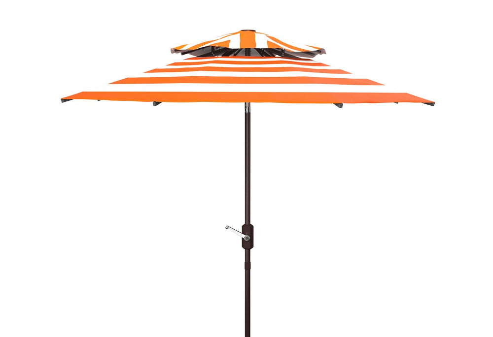 Safavieh Iris Fashion Line 9Ft Double Top Umbrella Orange / White Aluminum PAT8204C