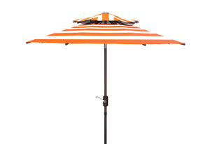 Safavieh Iris Fashion Line 9Ft Double Top Umbrella Orange / White Aluminum PAT8204C