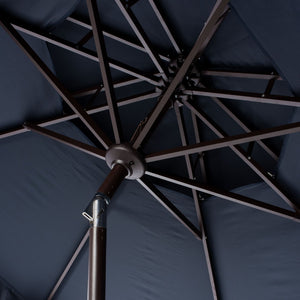 Safavieh ELEGANT Round Patio Umbrella with Double Top Vent Design for Glamorous Outdoor Shade Solutions Navy / White PAT8206A