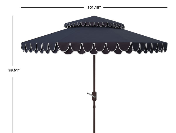 Safavieh ELEGANT Round Patio Umbrella with Double Top Vent Design for Glamorous Outdoor Shade Solutions Navy / White PAT8206A