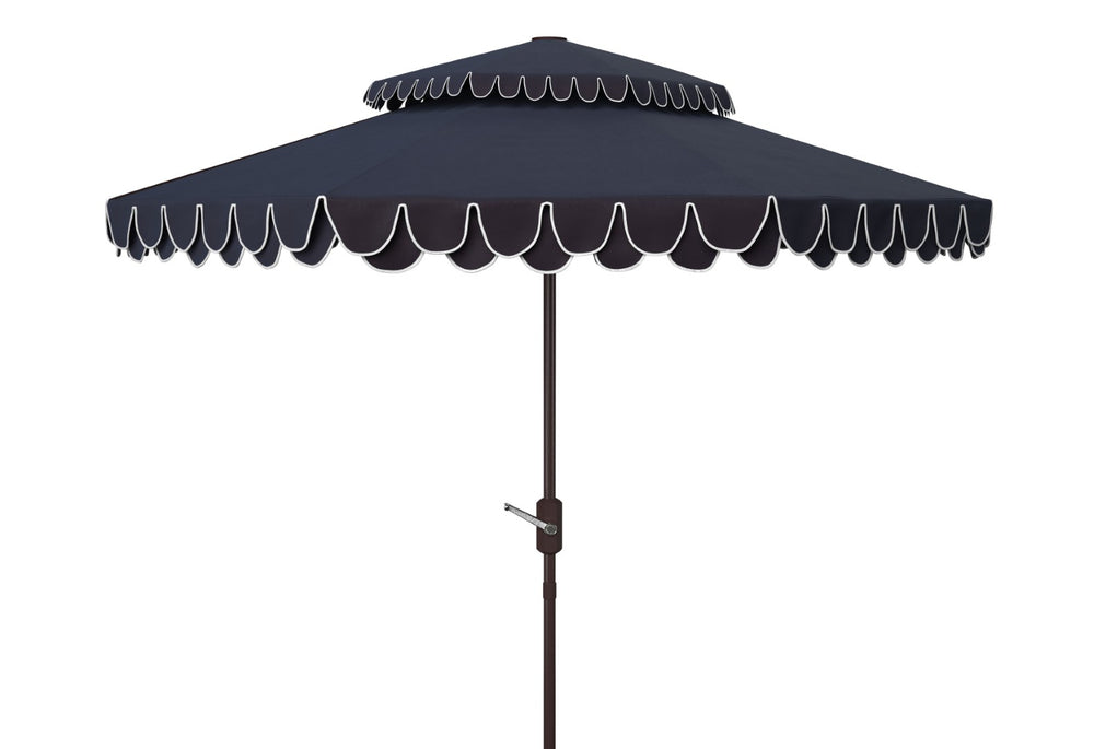 Safavieh ELEGANT Round Patio Umbrella with Double Top Vent Design for Glamorous Outdoor Shade Solutions Navy / White PAT8206A
