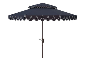 Safavieh ELEGANT Round Patio Umbrella with Double Top Vent Design for Glamorous Outdoor Shade Solutions Navy / White PAT8206A