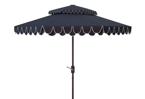 Safavieh ELEGANT Round Patio Umbrella with Double Top Vent Design for Glamorous Outdoor Shade Solutions Navy / White PAT8206A