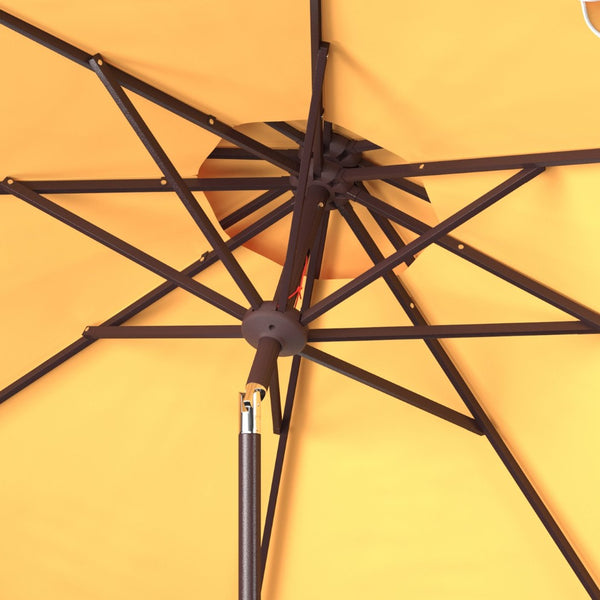 Safavieh ELEGANT Round Patio Umbrella with Double Top Vent Design for Glamorous Outdoor Shade Solutions Yellow PAT8206B