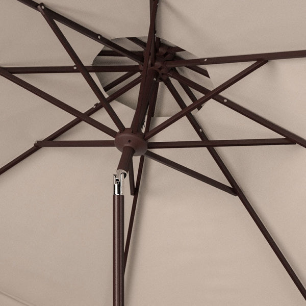 Safavieh ELEGANT Round Patio Umbrella with Double Top Vent Design for Glamorous Outdoor Shade Solutions Beige / White PAT8206C