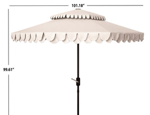 Safavieh ELEGANT Round Patio Umbrella with Double Top Vent Design for Glamorous Outdoor Shade Solutions Beige / White PAT8206C