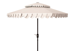 Safavieh ELEGANT Round Patio Umbrella with Double Top Vent Design for Glamorous Outdoor Shade Solutions Beige / White PAT8206C