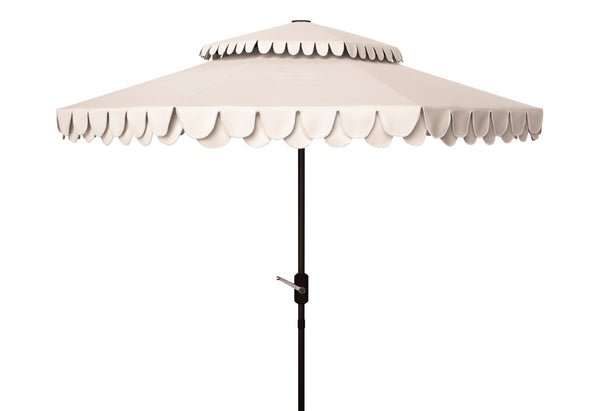 Safavieh ELEGANT Round Patio Umbrella with Double Top Vent Design for Glamorous Outdoor Shade Solutions Beige / White PAT8206C
