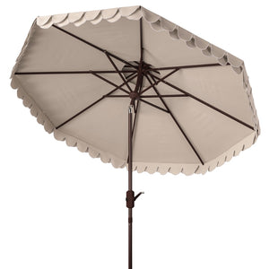 Safavieh ELEGANT Round Patio Umbrella with Double Top Vent Design for Glamorous Outdoor Shade Solutions Beige / White PAT8206C